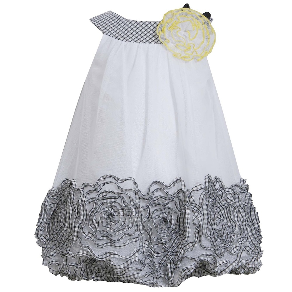 Girls 2T-6X Black/White/Yellow Bubble Dress NWT
